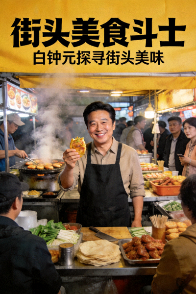 《街头美食斗士》海报，白钟元探寻街头美味